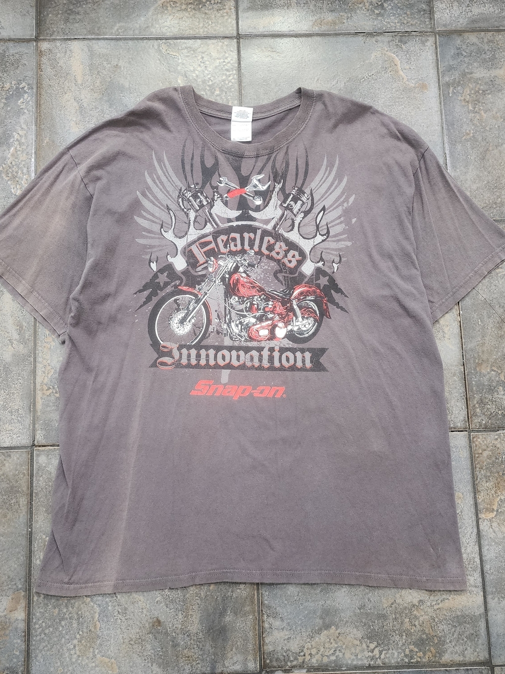 Vintage Y2K Snap On Tools Men's XL Fearless Innovation Motorcycle T Shirt